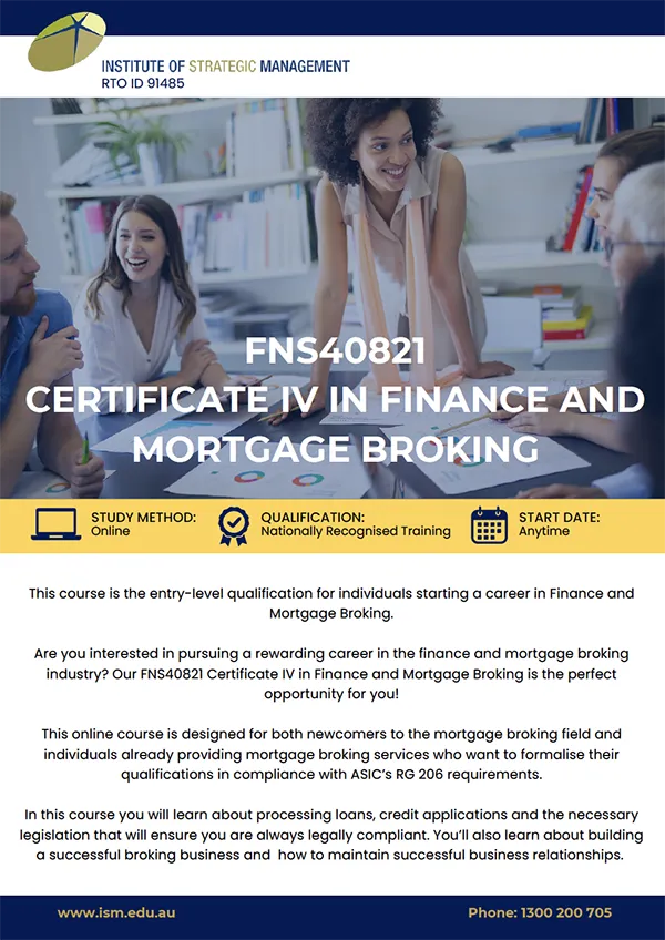 FNS40821 Certificate IV in Finance and Mortgage Broking course guide download